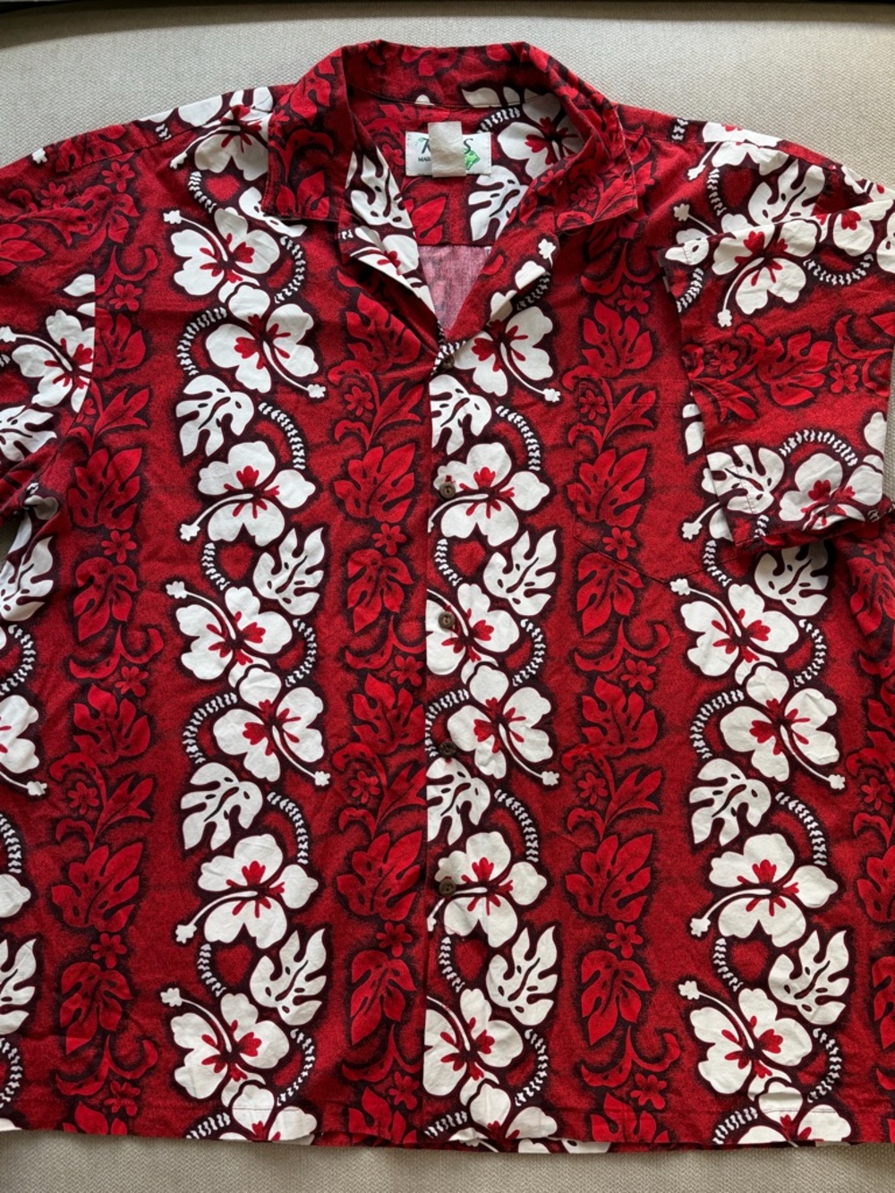 Red Hawaiian Floral Button-Up Shirt